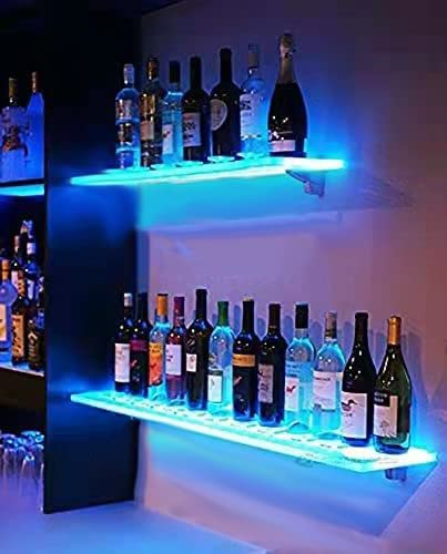 acrylic modern custom  led lighted liquor bottle display shelf bar display rack