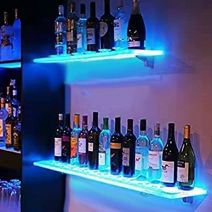 acrylic modern custom  led lighted liquor bottle display shelf bar display rack