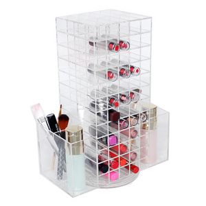 Custom 120 Lipstick Holder Lip Gloss/Lip Balm Display Stand,Rotating Cosmetic Organizer Clear Acrylic Lipstick Holder Wholesale