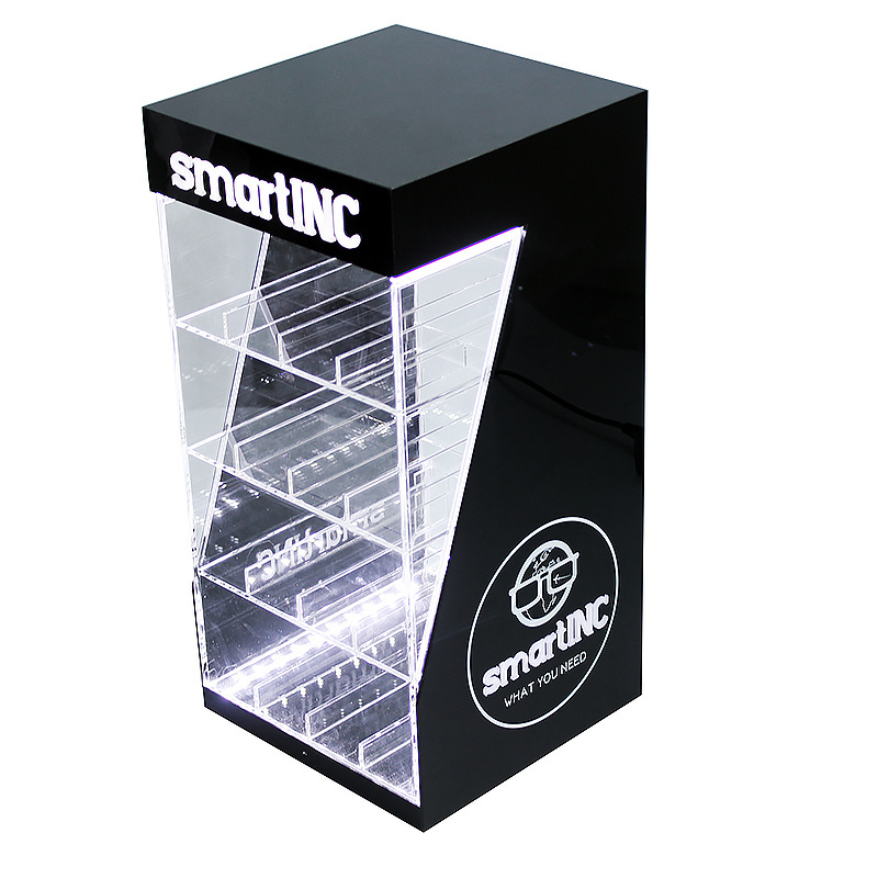 Clear Acrylic Plastic Cigarette Tobacco Display Rack with Locker Tinya Custom Logo Light display Stands