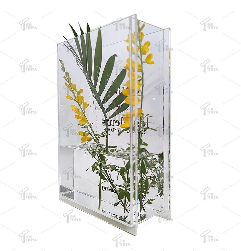 Transparent Acrylic Vase Book Flower Arrangement Box Creative Home Decoration Tabletop Decoration Acrylic Book Vase