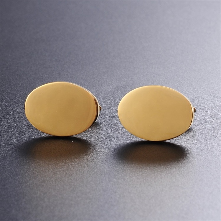 DY non-fading stainless steel high polished engrave glossy gold custom cufflink for Groomsman