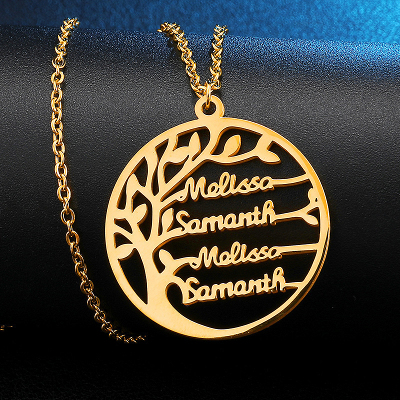 Duoying OEM Personalized Stainless Steel Family Tree Of Life Custom Name Necklace  For Women