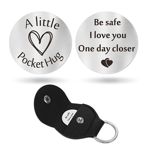 DY PU Leather Pendant Key Stainless Steel Double Sided Inspirational Sober Keychain