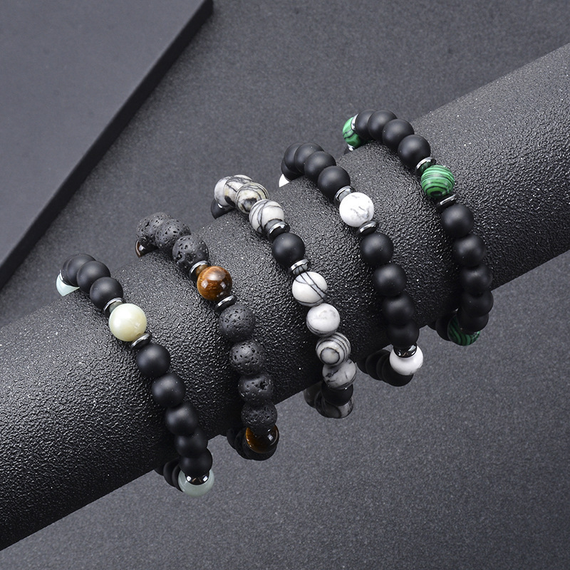 2021 new 8mm lava frosted stone bracelet men and women bracelet natural stone volcanic stone black bracelet