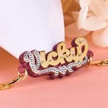 Personalized custom gold-plated name bracelet baby girls pink acrylic 2 tone plated two-color name  bracelet