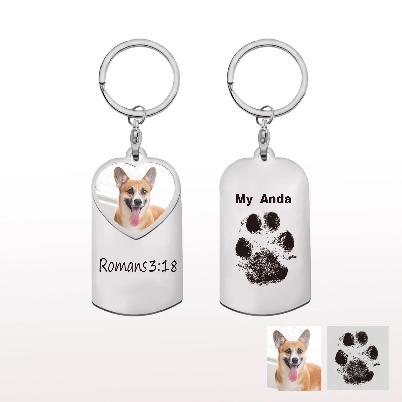 DY Personalized Picture Pendant with Engrave Text Custom Photo Keychain for Couples