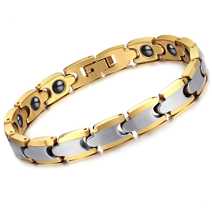 Exotic stylish gold plated tungsten magnetic bracelet