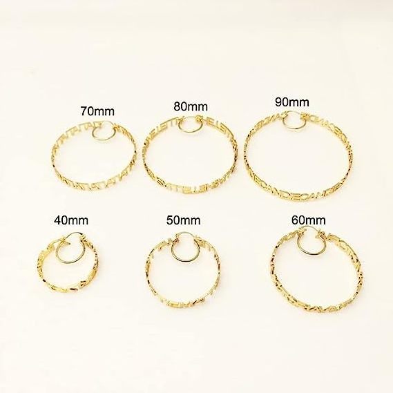 Duoing Personalised Initial Letter Nameplate Custom Name Hoop Earrings Jewelry Gold Stainless Steel for Girls Round Duoying