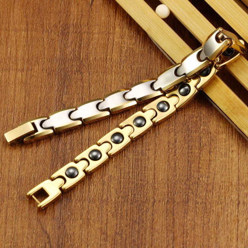 Exotic stylish gold plated tungsten magnetic bracelet