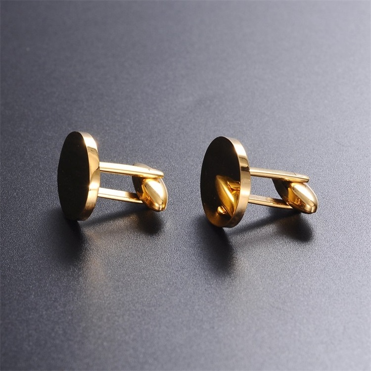 DY non-fading stainless steel high polished engrave glossy gold custom cufflink for Groomsman