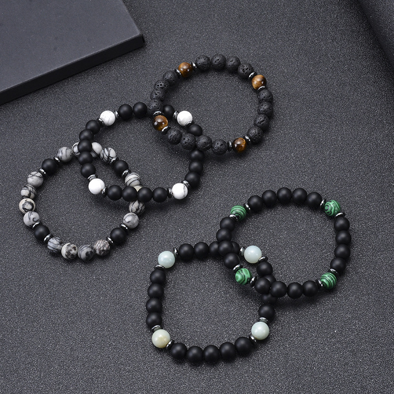 2021 new 8mm lava frosted stone bracelet men and women bracelet natural stone volcanic stone black bracelet