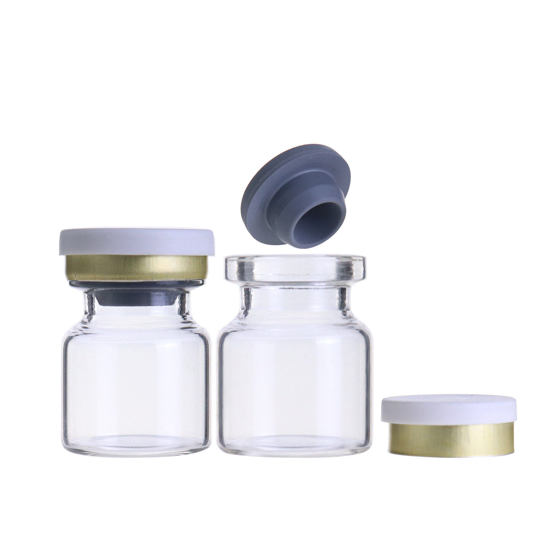 LOW MOQ Amber clear medicine apothecary glass vial injection 2ml 3 ml homeopathic bottle with bottle cap