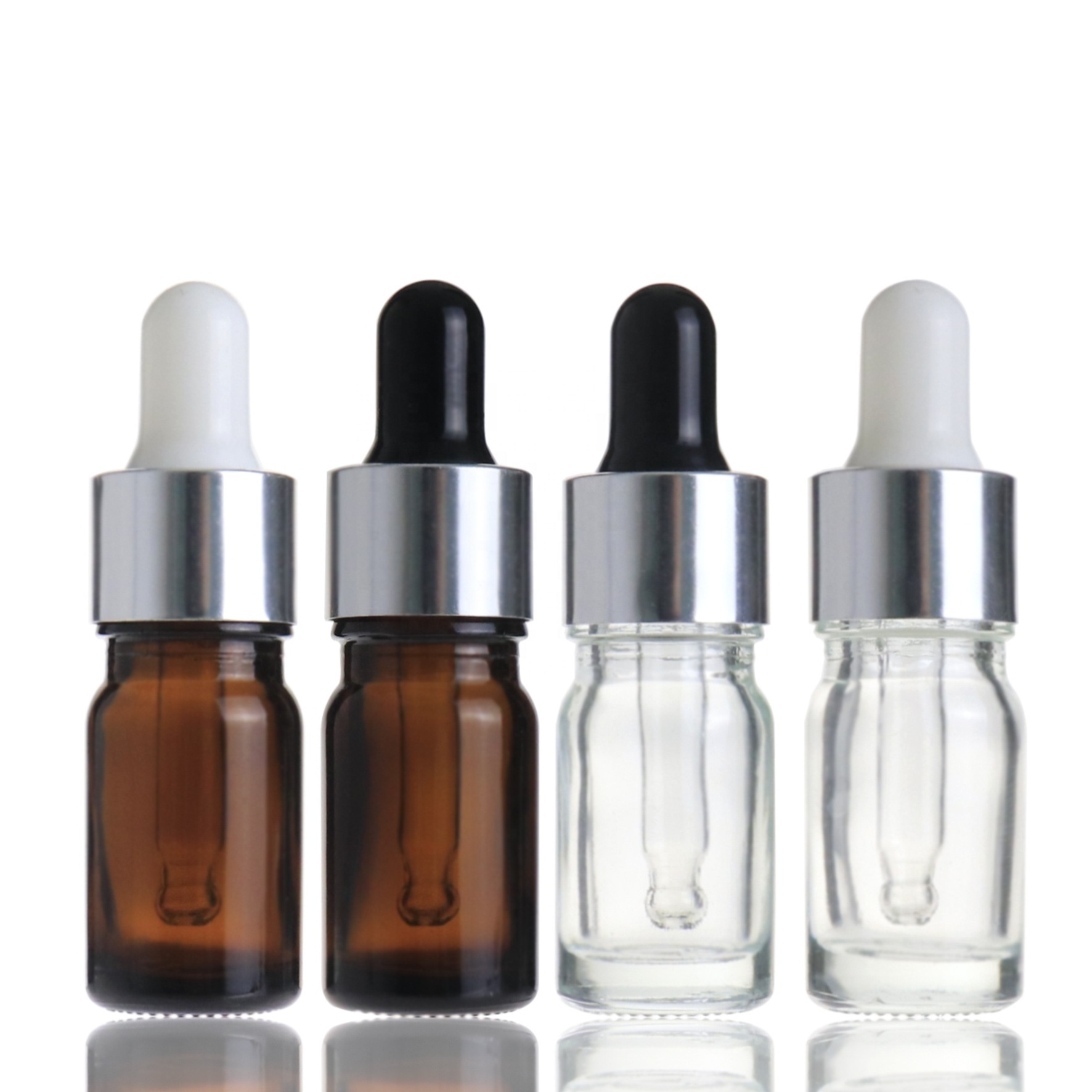 Mini size essential oil bottle 5ml 10ml 15ml 20ml 30ml 50ml fancy amber clear glass serum dropper bottle for skincare vials