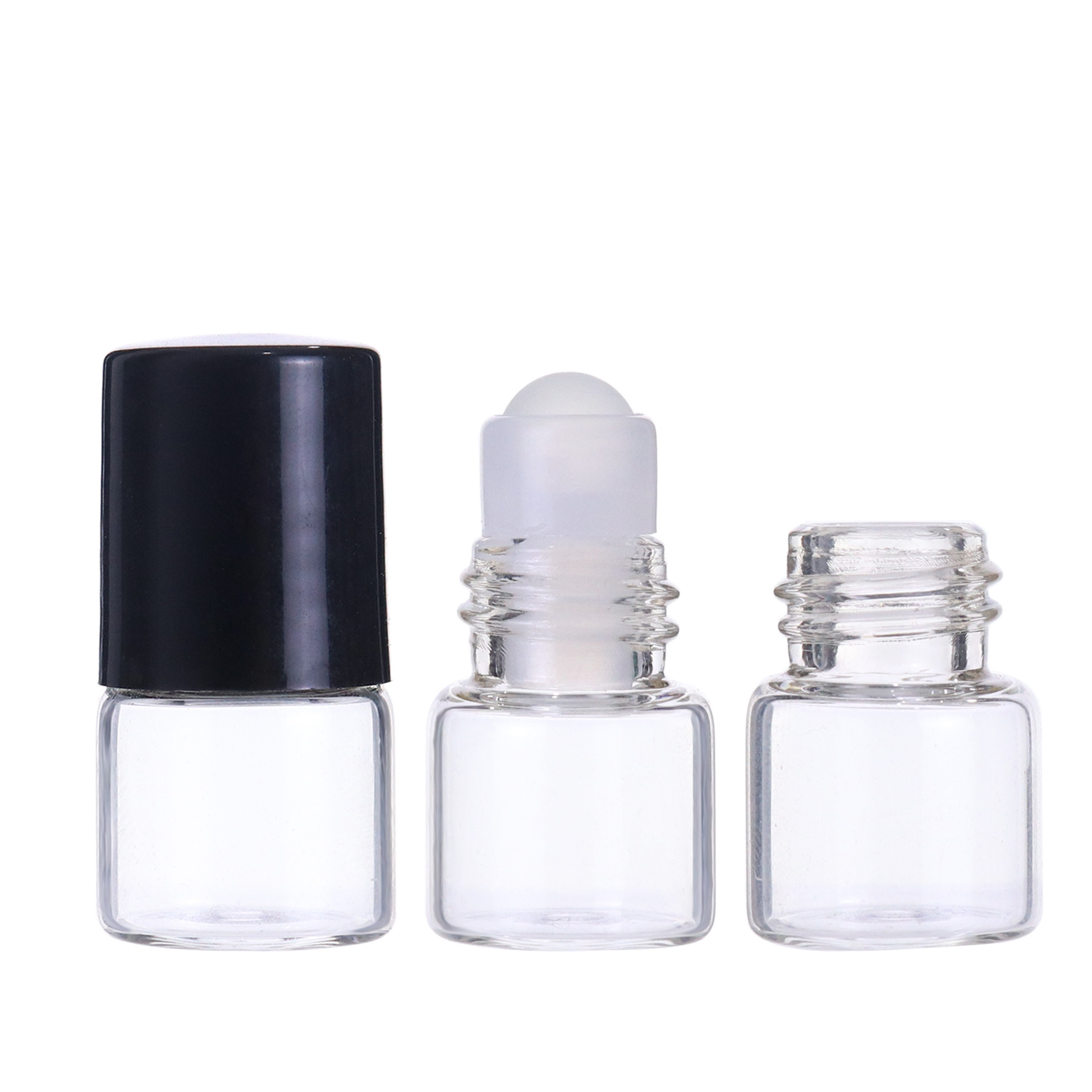 Guangzhou 1ml 2ml mini transparent glass roll -on bottle roller ball cosmetic perfume essential oil sample bottles