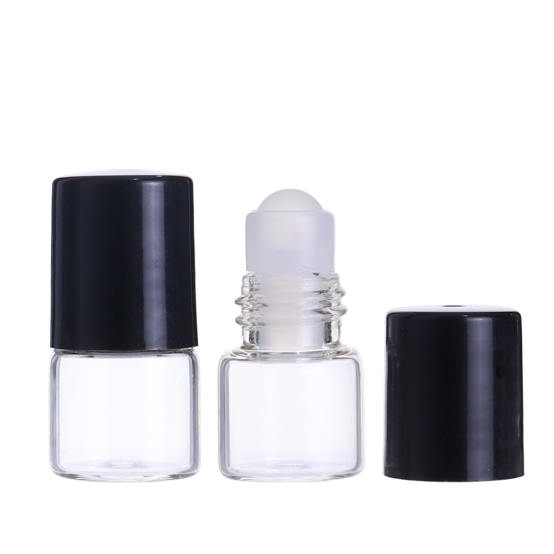 Guangzhou 1ml 2ml mini transparent glass roll -on bottle roller ball cosmetic perfume essential oil sample bottles