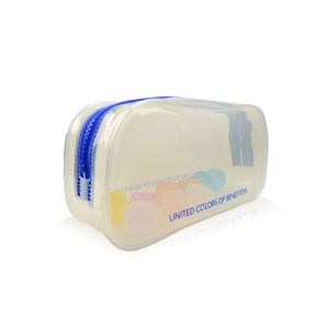 Transparent Plastic Heat Seal Sewing Zipper Pouch 2020 Vinyl Clear PVC Deep Blue Zippered Toiletry Bag