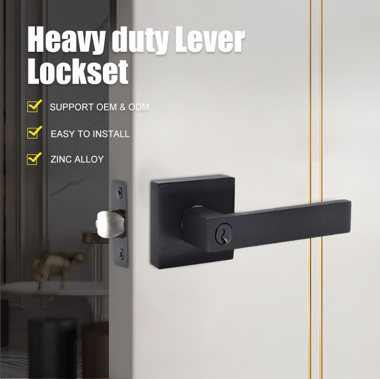 New Square Heavy Duty Entrance Passage Privacy Door Handle Bedroom/bathroom/passage Manual Lock Cylinder Door Lock