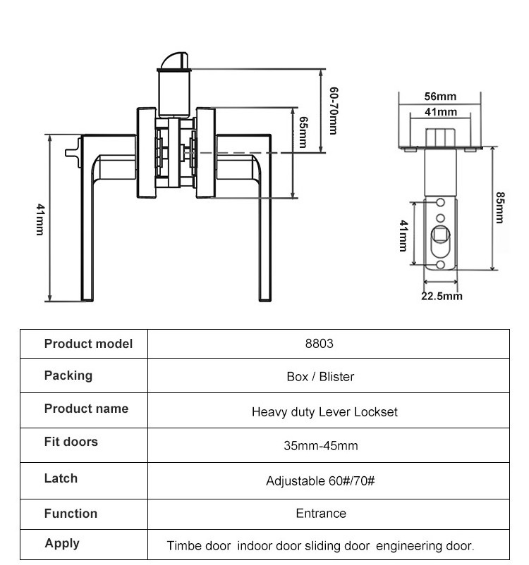 New Square Heavy Duty Entrance Passage Privacy Door Handle Bedroom/bathroom/passage Manual Lock Cylinder Door Lock