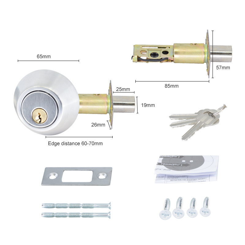 American Style Modern Style Stainless Steel Single Double Cylinder Knob Lock Deadbolt door lockset hardware combo lock