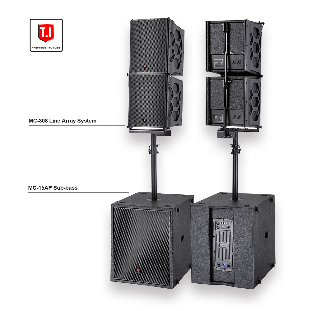 High quality waterproof church sound system equipment 8*3'' woofer tops line array speaker with 15 inch bass