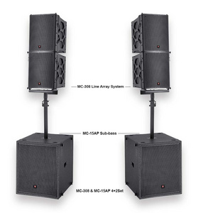 High quality waterproof church sound system equipment 8*3'' woofer tops line array speaker with 15 inch bass