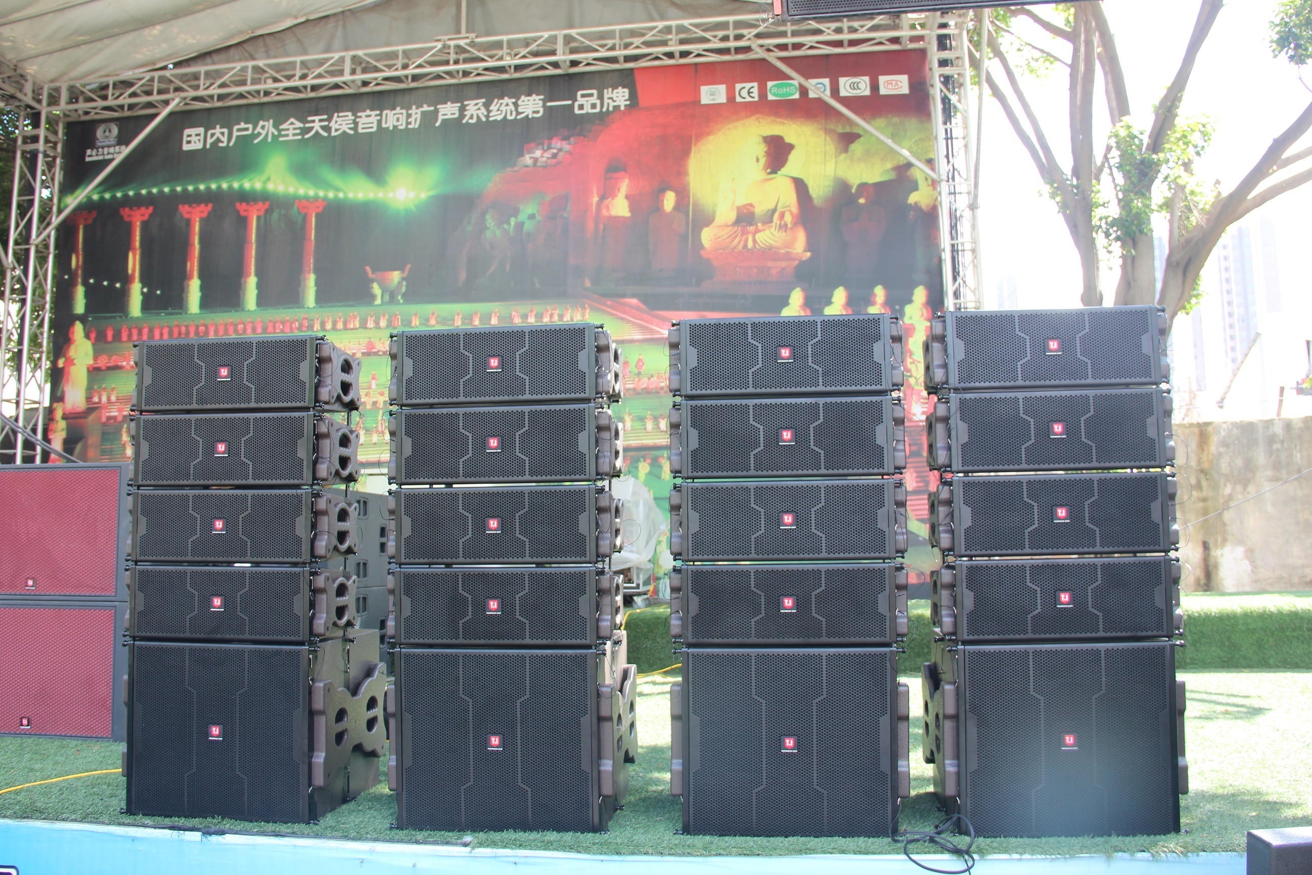 professional sound system equipment T.I Pro Audio dual 5 inch line array truss stand system speakers for outdoor concert