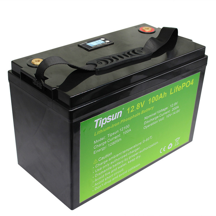 Tipsun OEM 12V 100Ah Deep Cycle Lithium Battery 12V Lifepo4 Rechargeable Battery for EV 4500+ Cycle Built-in BMS IP65