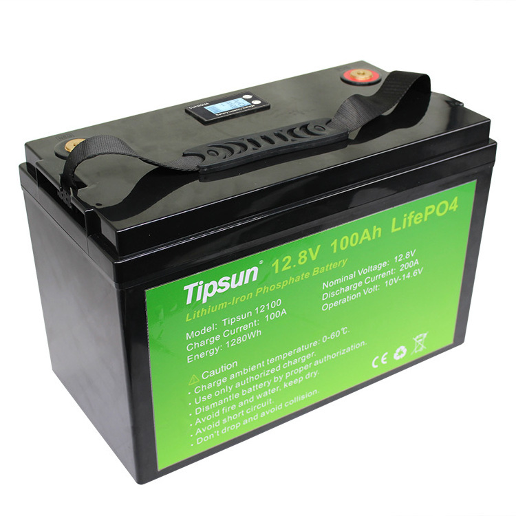 Tipsun OEM 12V 100Ah Deep Cycle Lithium Battery 12V Lifepo4 Rechargeable Battery for EV 4500+ Cycle Built-in BMS IP65