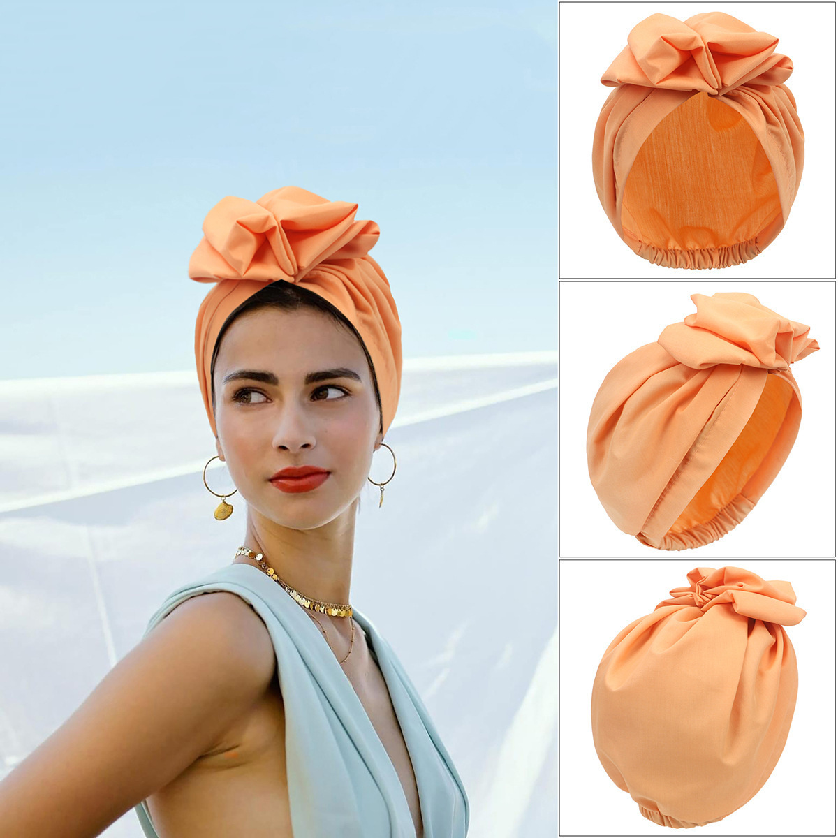 Custom Design New Ladies Knot Turban Hat French hair Bonnet Twist Candy Color Turbans Head Hats Stretchy Cloche Hats