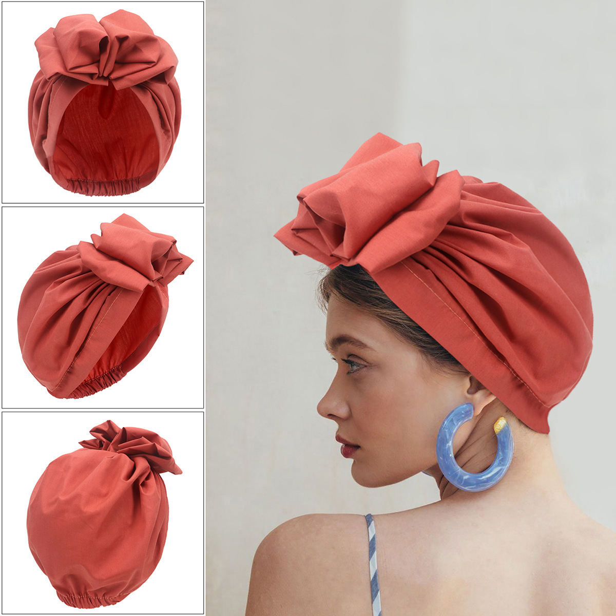 Custom Design New Ladies Knot Turban Hat French hair Bonnet Twist Candy Color Turbans Head Hats Stretchy Cloche Hats