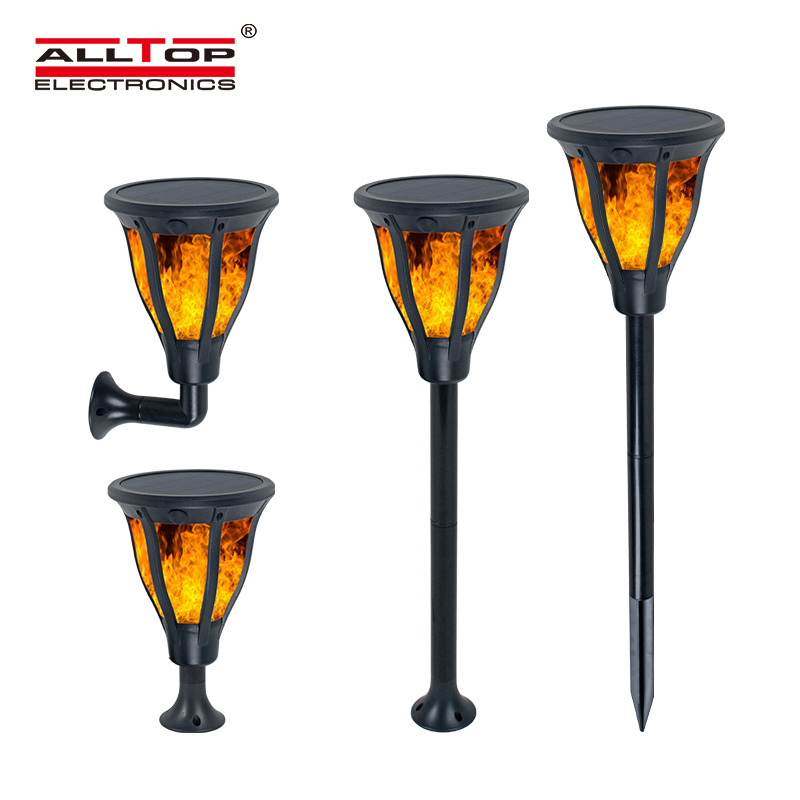 ALLTOP Outdoor Flickering Flame Bollard Light Decorative LED Solar Garden Light With 4 Mode