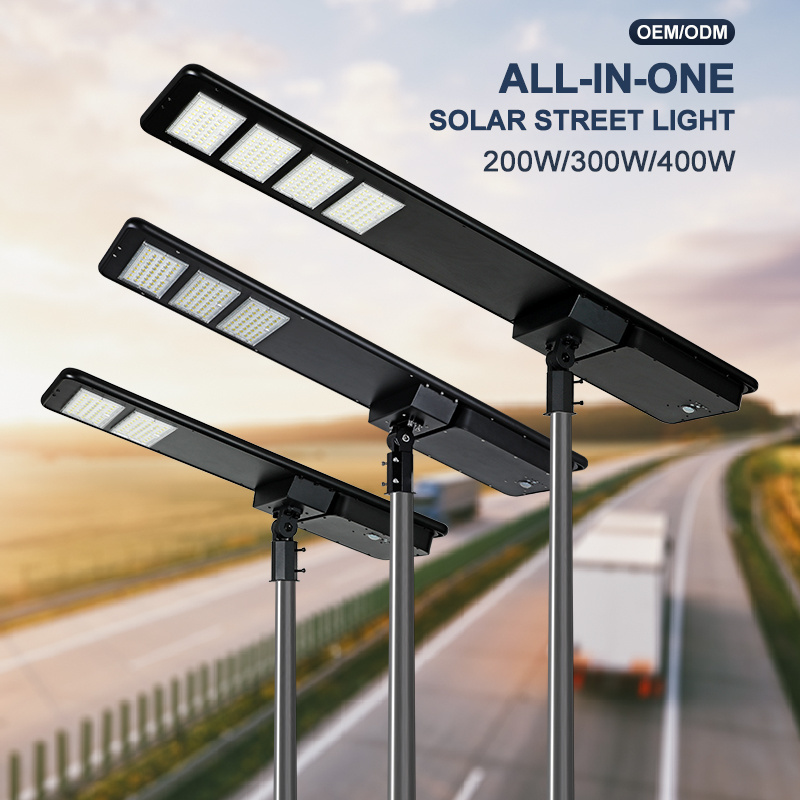 Good Quality Aluminum Motion Sensor Outdoor 200W 300W 400W All In One Led Solar Street Light