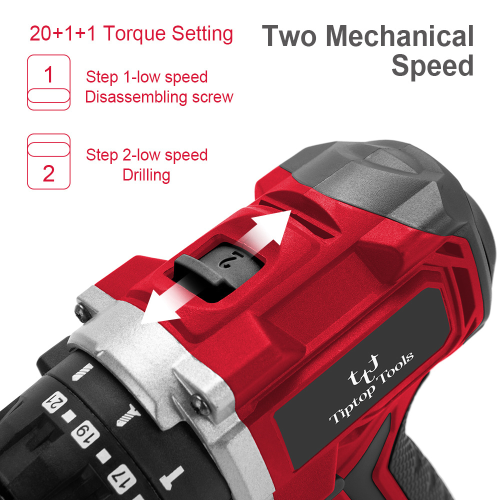 Cordless Electric Impact Hand Drill Set FFU Good Quality High Torque 20v Lithium Battery Power Brushless 13mm Brush Motor 19+1+1