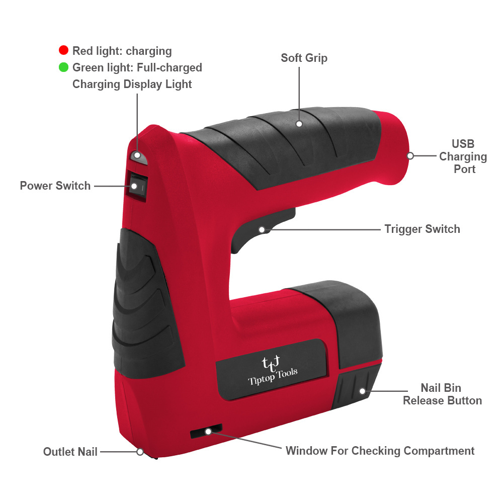 Best Seller 3.6v Lithium Battery Powered Mini Electric Staple Gun 2 in 1 Cordless Brad Nailer Stapler Nail Gun Tacker For Wood