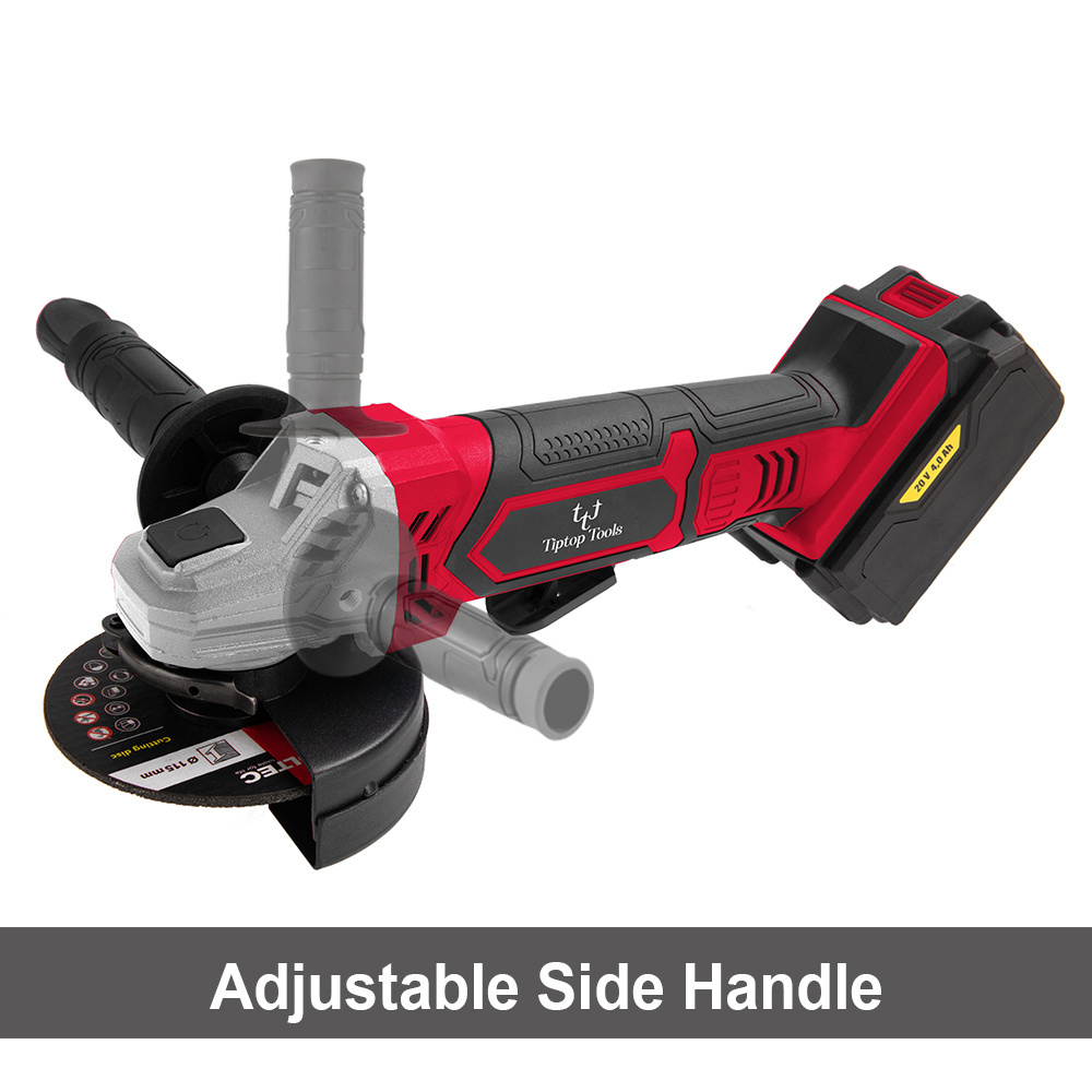 CE EMC Approved Electric 18v 20v Li-ion Battery Power Tool Rechargeable Handheld Slide Switch 125mm Cordless Angle Grinder