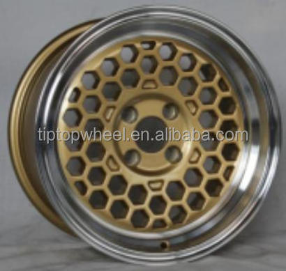 New Guangzhou TIPTOP wheels for 15x8.0 yellow rims aluminum 4 hole 5 hole 4/5x100-114.3 aftermarket tyres wheel factory