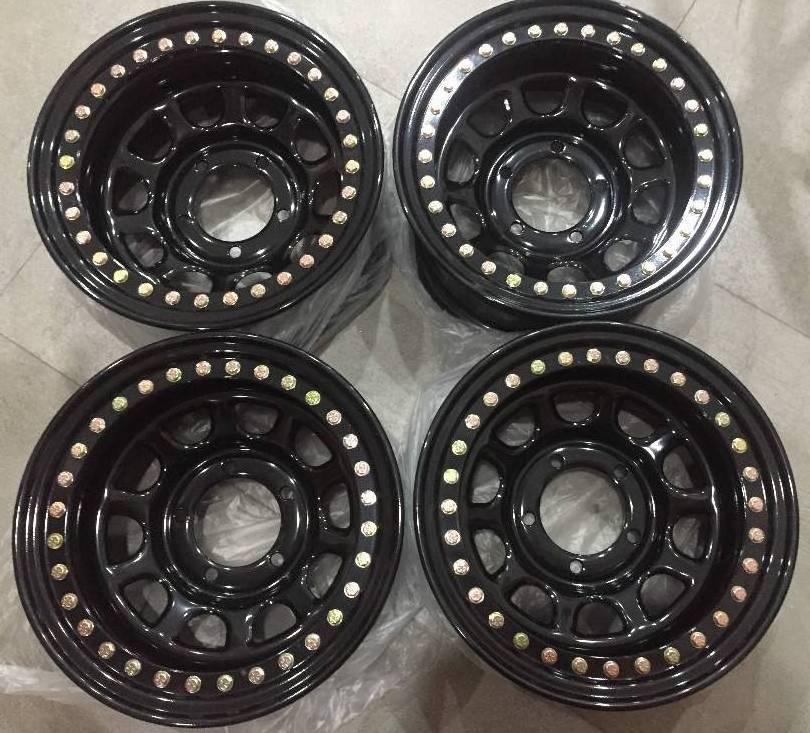 Steel wheels 16x8.0 inch with PCD 4x100 can make 15x8.0 16x8.0 17x8.0 with beadlock fit for offroad 4x4