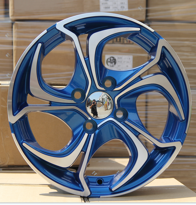 14 15 16 inch alloy wheel with pcd 100-114.3 tuning wheels blue machine face 2023 hot sale design