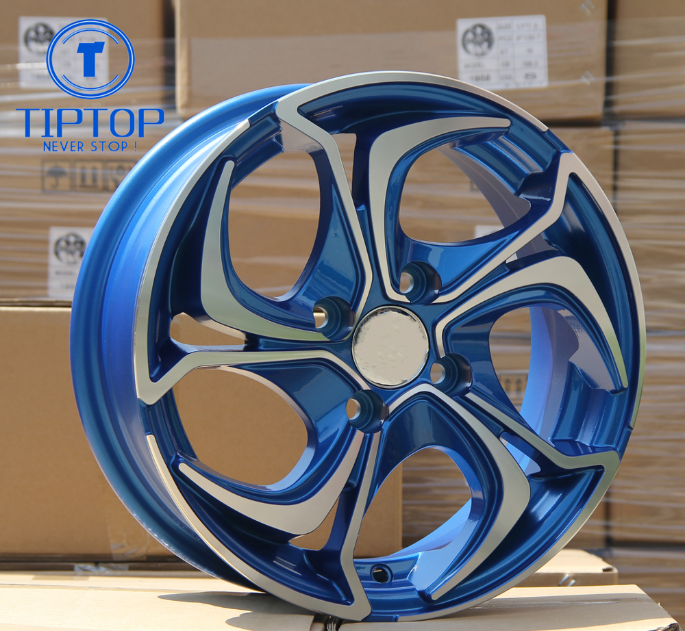 14 15 16 inch alloy wheel with pcd 100-114.3 tuning wheels blue machine face 2023 hot sale design