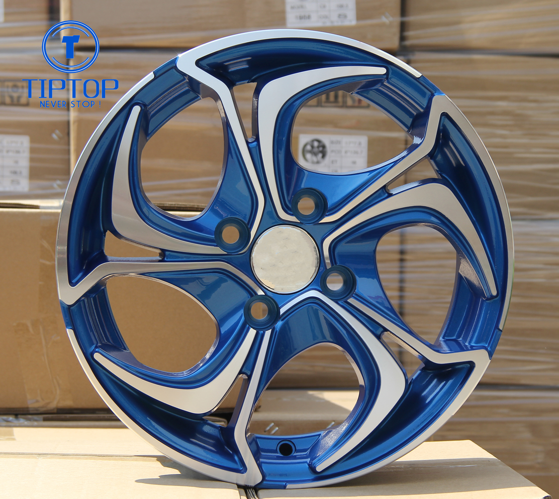 14 15 16 inch alloy wheel with pcd 100-114.3 tuning wheels blue machine face 2023 hot sale design