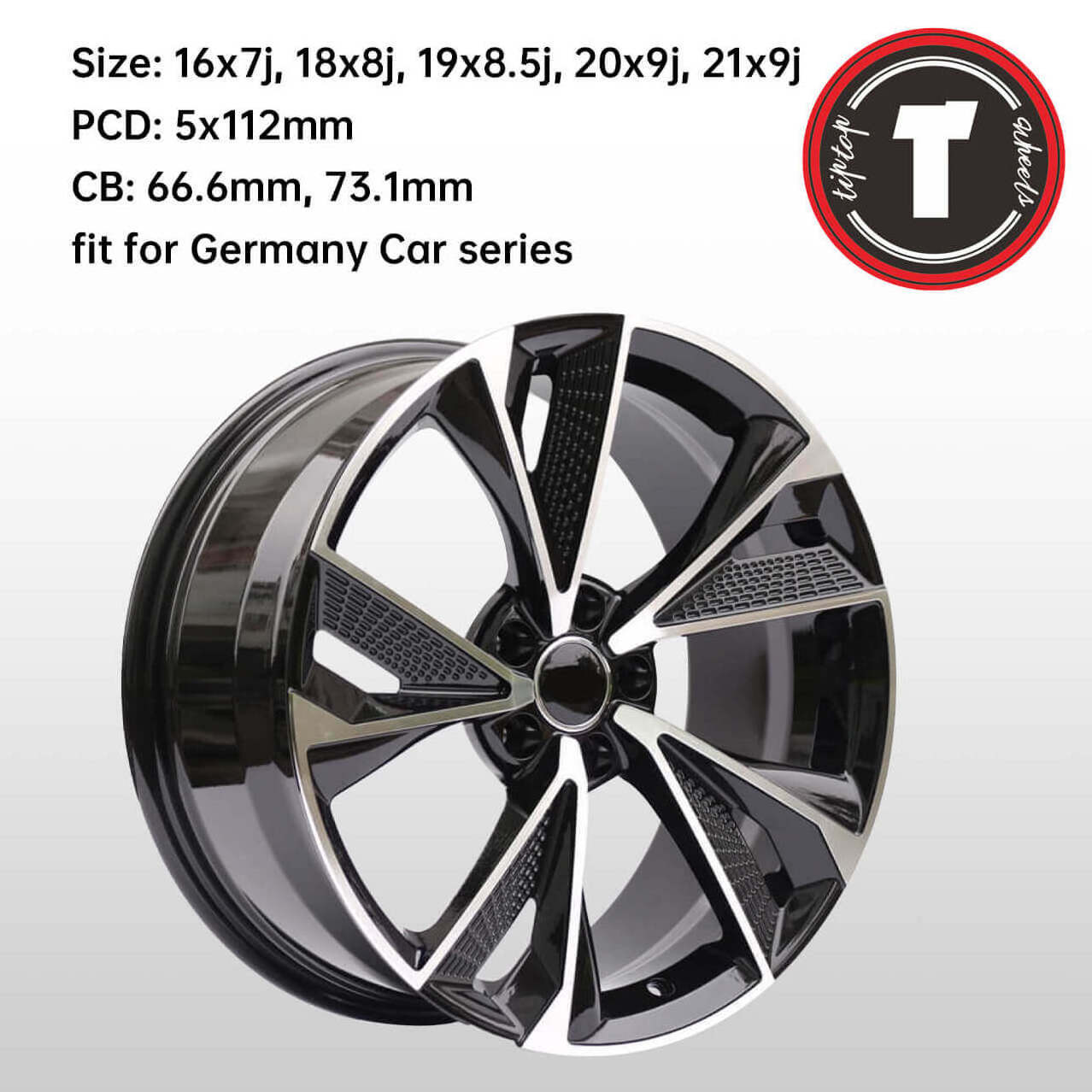 Aftermarket Passenger Car Wheels 5x112 Alloy Rim 16 18 19 20 21 22 inch Black Gray Finish CB 66.6 for German Cars 7j 8j 8.5j  9j