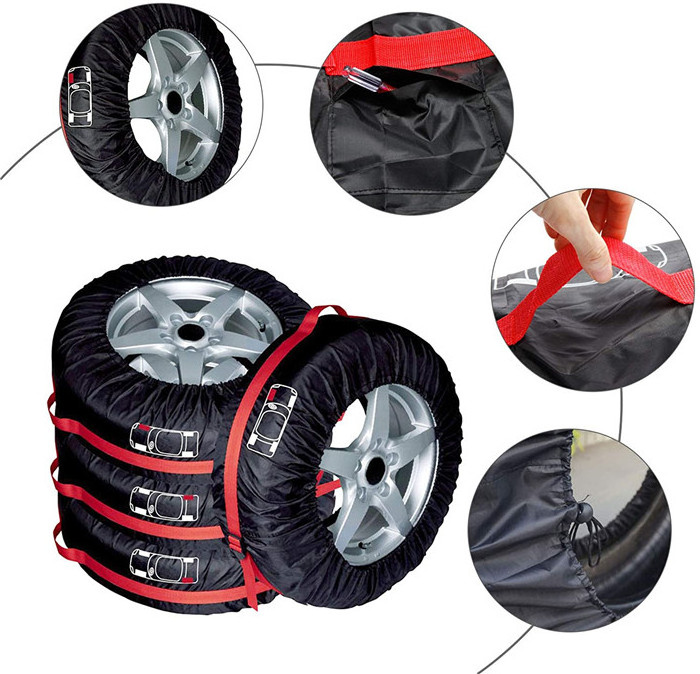 Tiroflx 4pcs Set Universal Car Tire Cover Spare Tyre Wheel Cover Protection Carry Bag With Handle For Car Truck 13