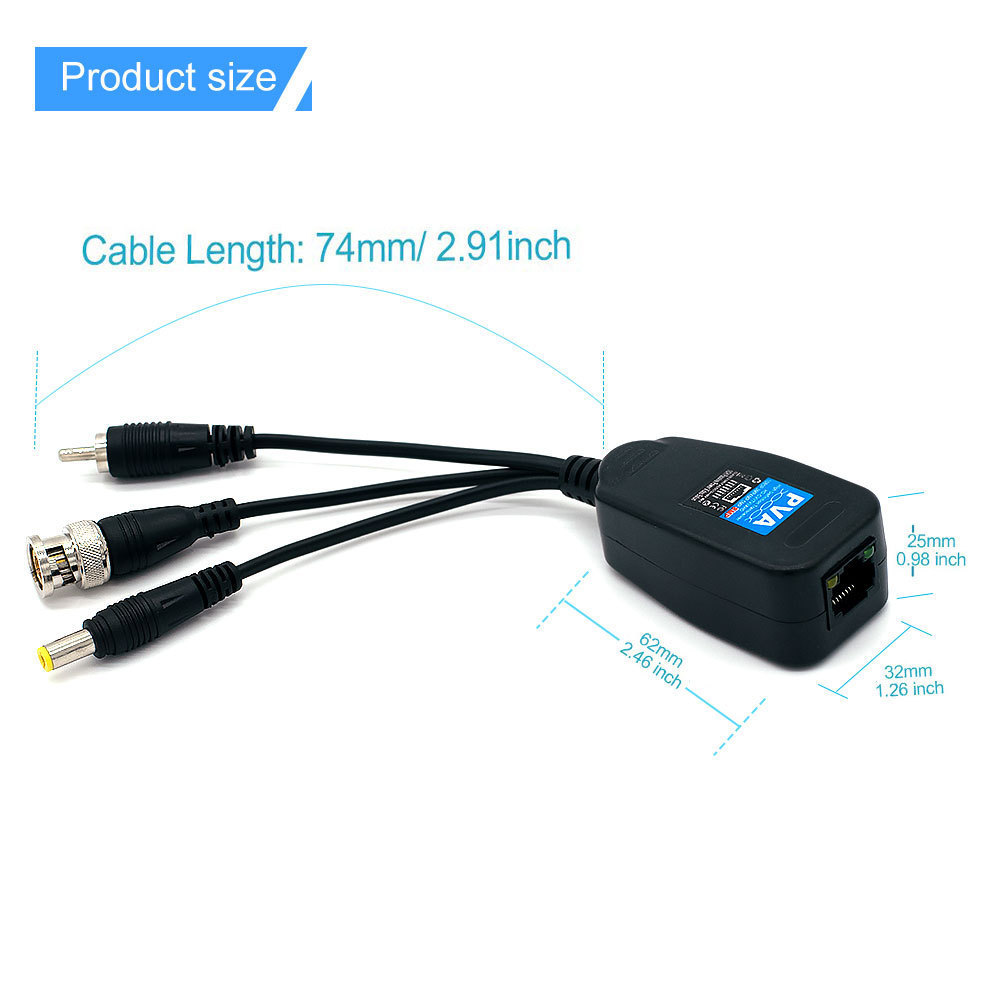 8MP HD BNC Video Power Balun Audio to RJ45 Connector HD-CVI/TVI/AHD Transceiver for CCTV Security Surveillance Camera System