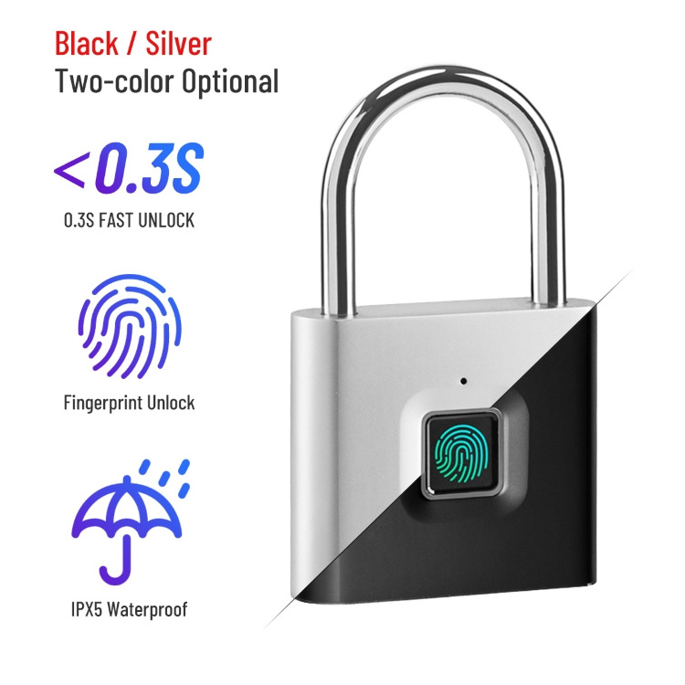 waterproof battery Keyless biometric door locks safety automatic smart fingerprint padlock smart