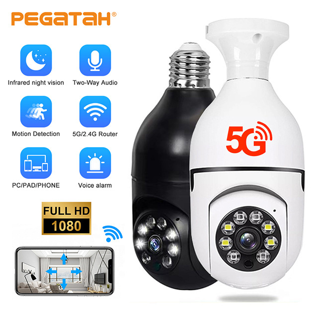 5G Wifi E27 Light Bulb IP Camera Night Vision Black or White Full Color P2P  Video CCTV Smart Home Surveillance Cameras network