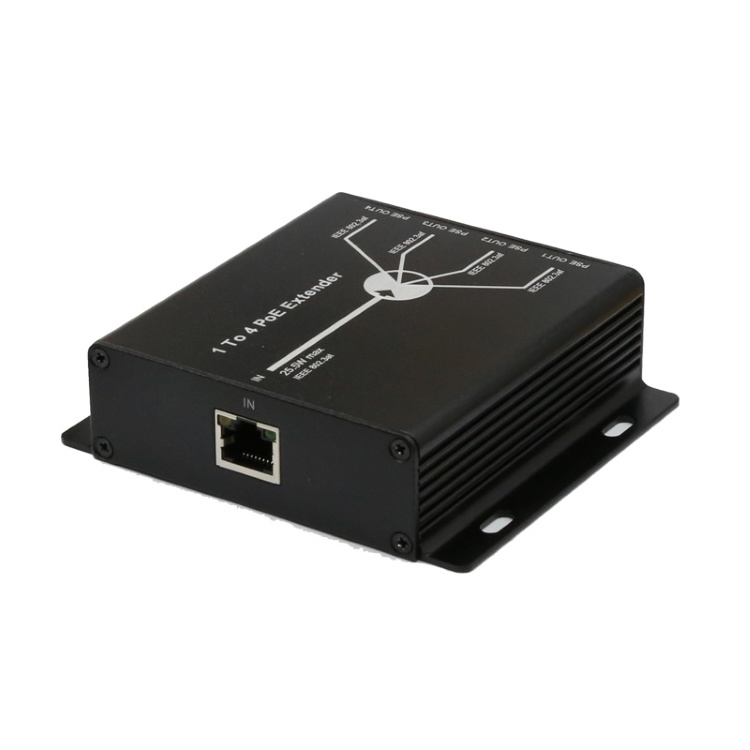 New 4 Port IEEE802.3af PoE Extender for IP camera Extend 120m transmission distance with 10/100M LAN ports network switch