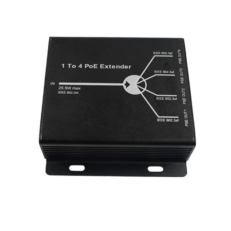 New 4 Port IEEE802.3af PoE Extender for IP camera Extend 120m transmission distance with 10/100M LAN ports network switch