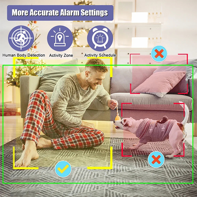 2024 New 4MP IP Network Camera with 2.4Ghz WiFi AI Humanoid Detection Two-Way Audio PTZ Baby Monitor Area Alarm NVR