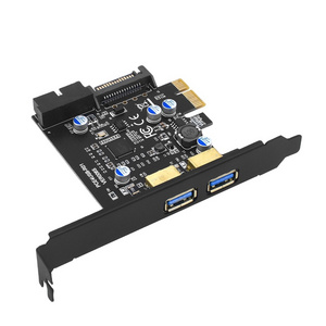 TISHRIC PCI-E 1X To 2 Ports USB3.2 Gen1 19Pin Multiplier PCI E Controller Add On Cards 5Gbps PCIE USB3.2 Adapter Expansion Card